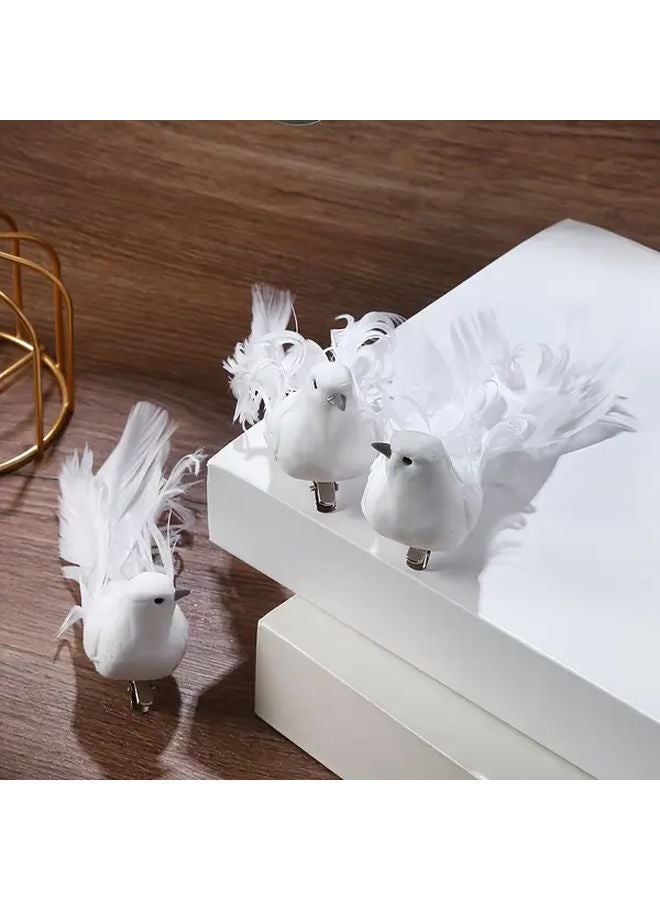 White Dove Bird Figurine Statue 4pcs Home Decor Outdoor Garden Photography Prop - Image 5